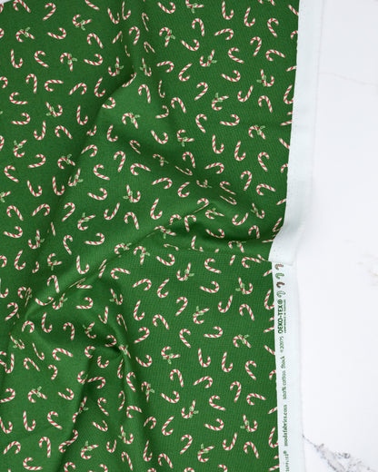Candy Cane in Evergreen - Holiday Cheer by Stacy Iest Hsu - Half Yard Fabric (Preorder)
