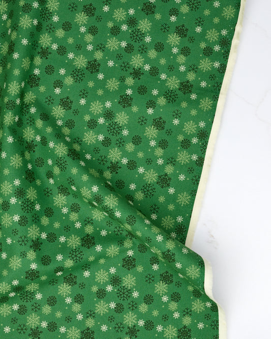 Snow Flurry in Evergreen - Holiday Cheer by Stacy Iest Hsu - Half Yard Fabric (Preorder)