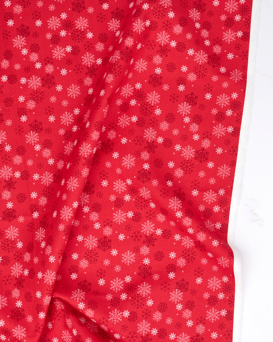Snow Flurry in Poinsettia - Holiday Cheer by Stacy Iest Hsu - Half Yard Fabric (Preorder)