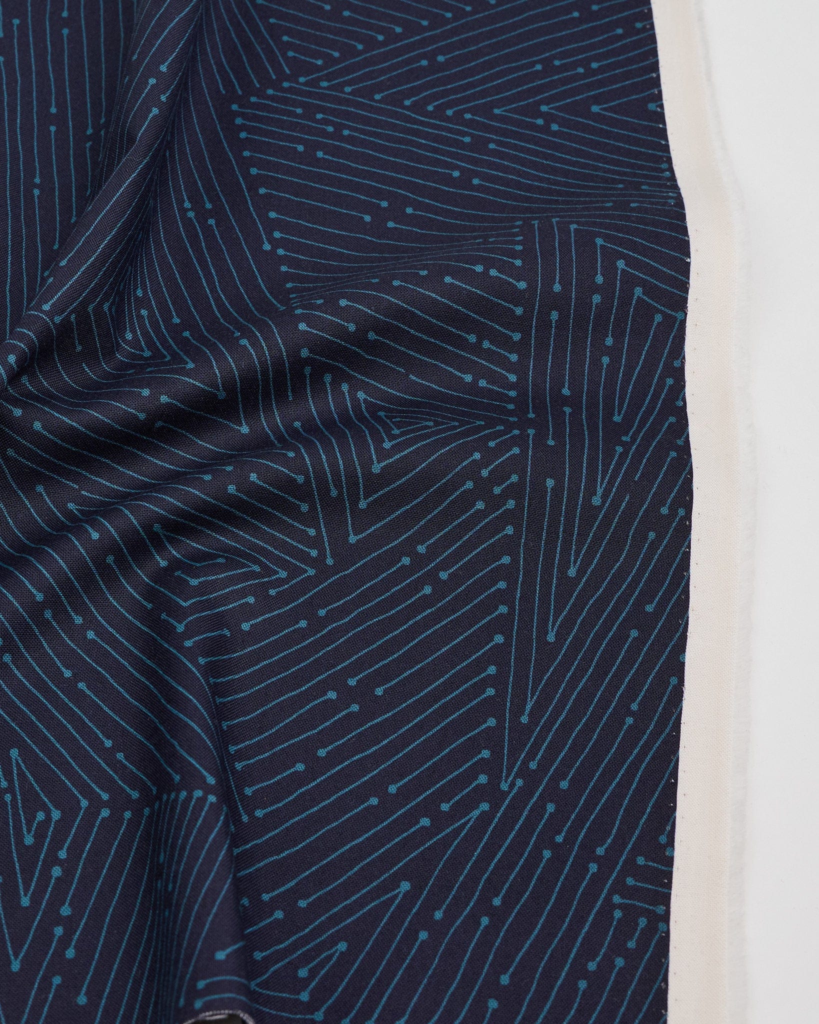 Cotton quilting fabric pattern called 'Connect in Tempest'. Part of the 'Ink by Giucy Giuce' fabric collection. Designed by Giucy Giuce for fabric company Andover Fabrics. SKU: A-912-K. 44-45 inch width.