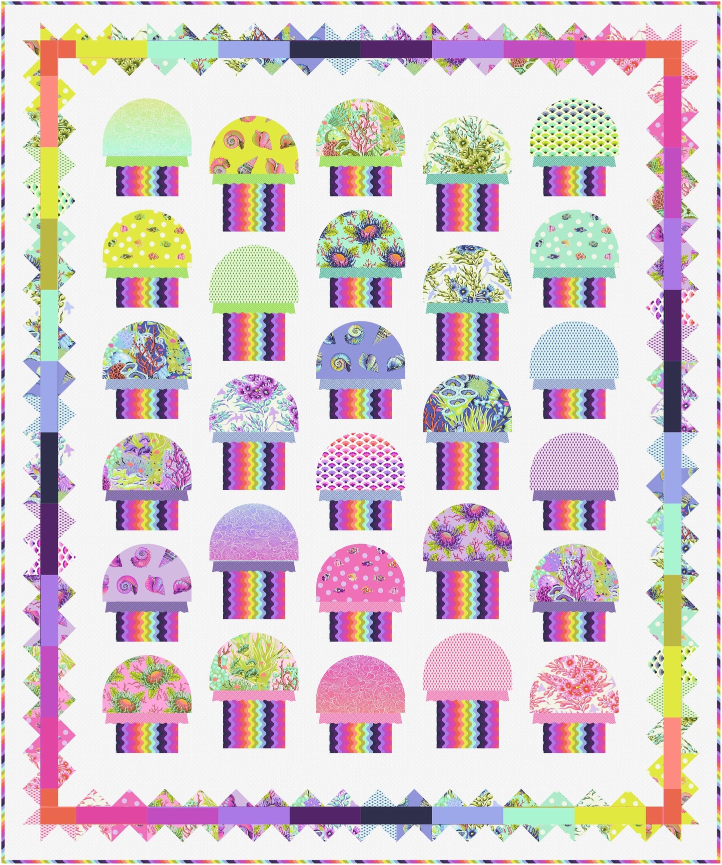 Jellyfishing Quilt Kit, part of the Floral Reef fabric collection by Tula Pink. SKU KIT2QTTP.FRJELLY