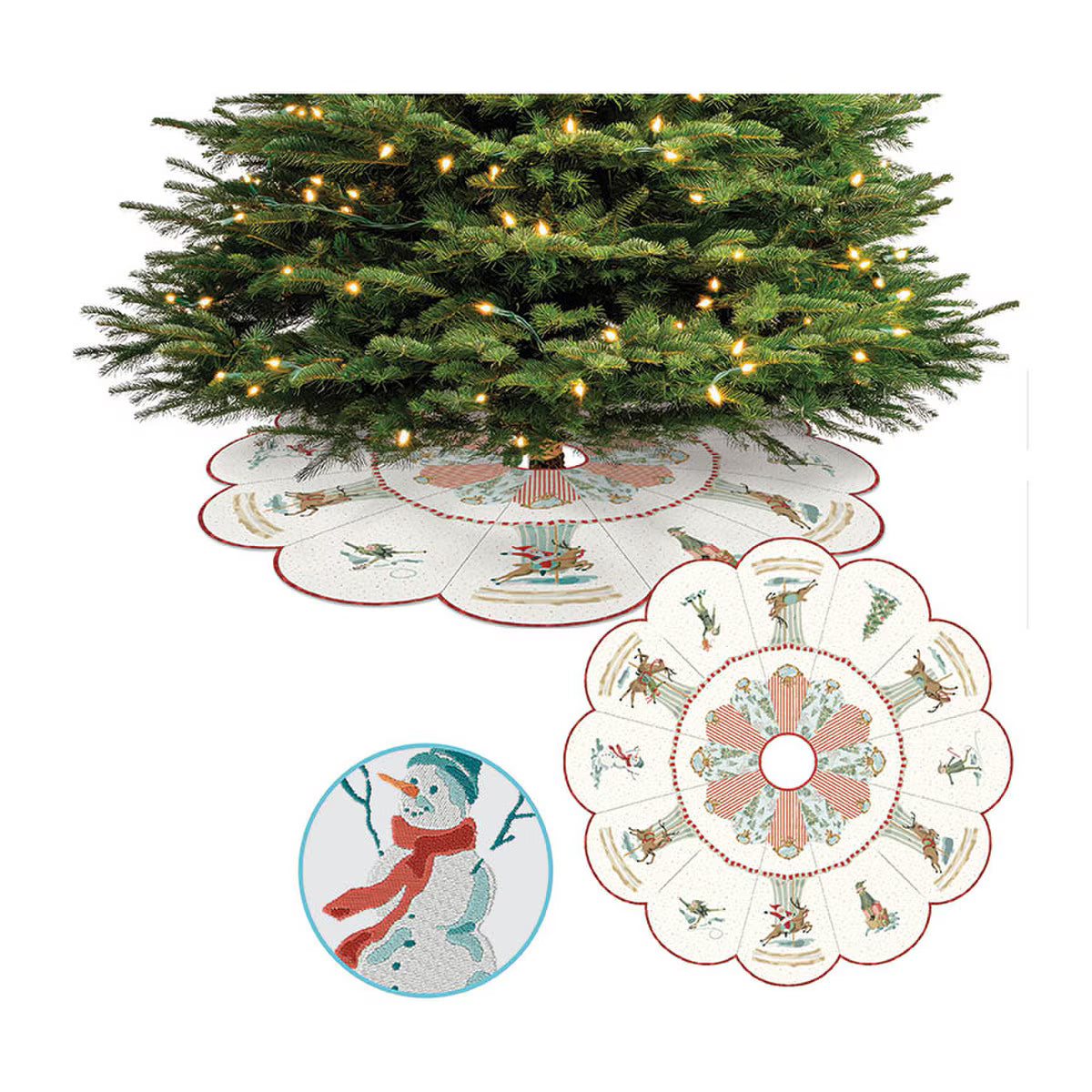 Machine Embroidery Santa's Fair Tree Skirt FABRIC ONLY Kit (Preorder)