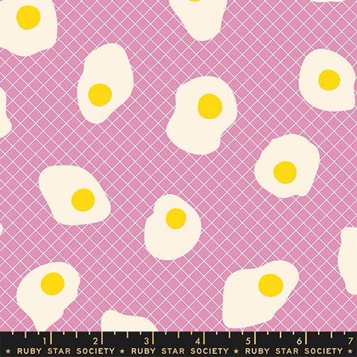 Fried Eggs in Kiss quilting fabric, part of the Egg and Friends fabric collection by Kimberly Kight for Ruby Star Society. (SKU: RS3090 14)