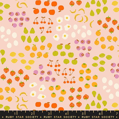 Froot in Vintage Pink quilting fabric, part of the Egg and Friends fabric collection by Kimberly Kight for Ruby Star Society. (SKU: RS3093 12)