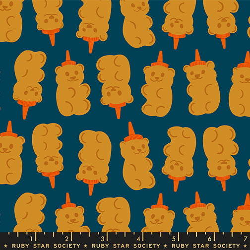Honey Bears in Galaxy quilting fabric, part of the Egg and Friends fabric collection designed by Kimberly Kight for Ruby Star Society. (SKU: RS3092 16)