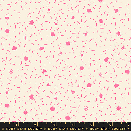 Sugar Rush in Neon Pink quilting fabric, part of the Egg and Friends fabric collection by Kimberly Kight for Ruby Star Society. (SKU: RS3095 12)