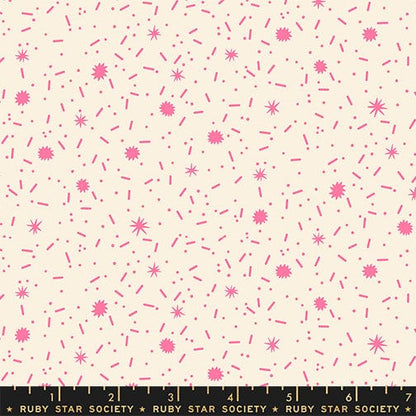 Sugar Rush in Neon Pink quilting fabric, part of the Egg and Friends fabric collection by Kimberly Kight for Ruby Star Society. (SKU: RS3095 12)