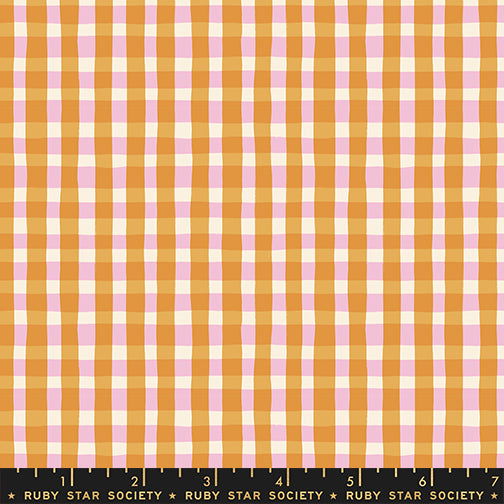 Tablecloth in Honey quilting fabric, part of the Egg and Friends fabric collection by Kimberly Kight for Ruby Star Society. (SKU: RS3096 14)