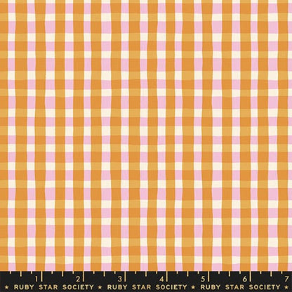 Tablecloth in Honey quilting fabric, part of the Egg and Friends fabric collection by Kimberly Kight for Ruby Star Society. (SKU: RS3096 14)