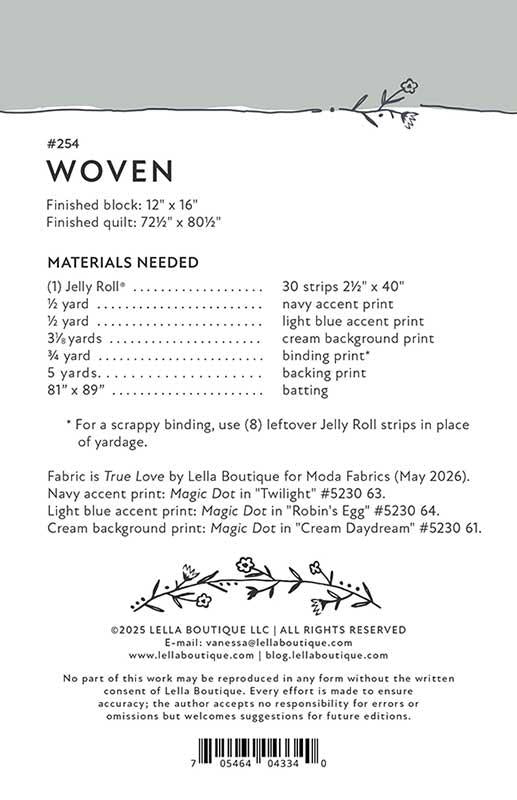 Woven Quilt Pattern - Lella Boutique - LB 254 - Printed Pattern