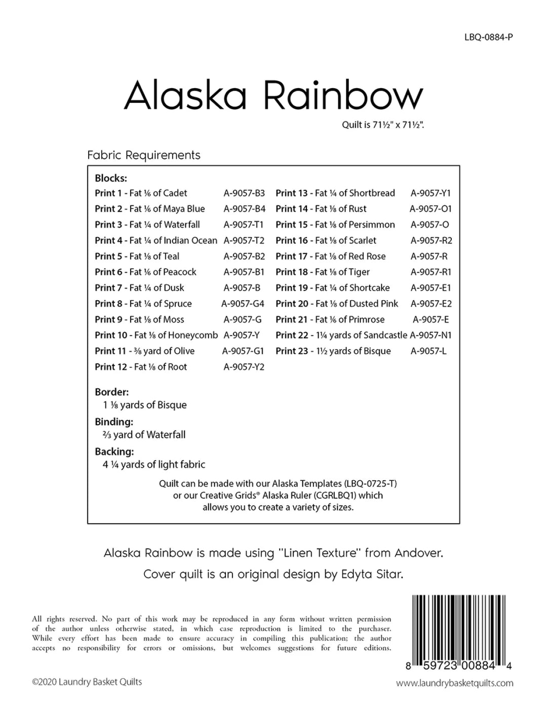 Alaska Rainbow - Paper Pattern - Laundry Basket Quilts - LBQ-0884-P