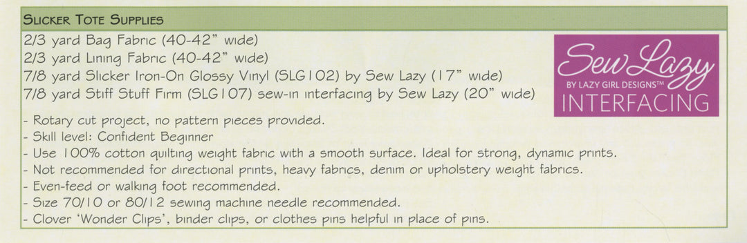 Slicker Tote - Lazy Girl Designs - Printed Bag Pattern