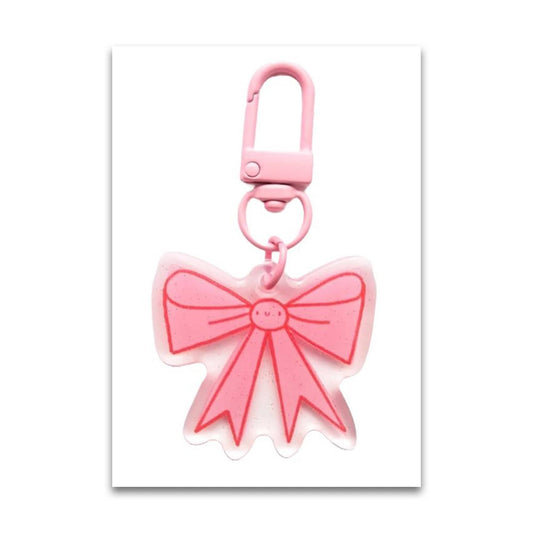 Lizzy House - Zipper Glitter Charm - Pink Bow - LHTINYZ001