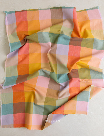 Lumiere - Happy Checkers in Bloom - Fableism Supply Co - LMR55-01-BLOOM - Half Yard