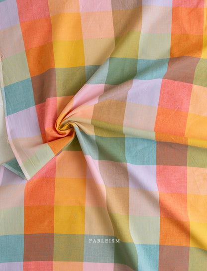 Lumiere - Happy Checkers in Bloom - Fableism Supply Co - LMR55-01-BLOOM - Half Yard