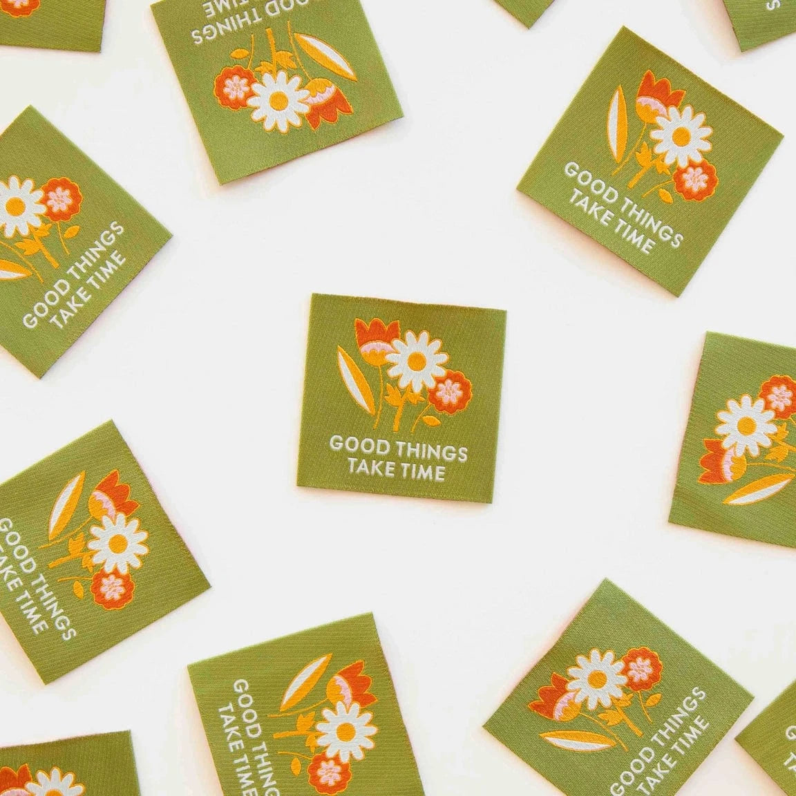 Sarah Hearts - Good Things Take Time - Sewing Woven Clothing Label Tags - LP194