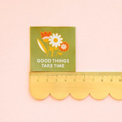 Sarah Hearts - Good Things Take Time - Sewing Woven Clothing Label Tags - LP194