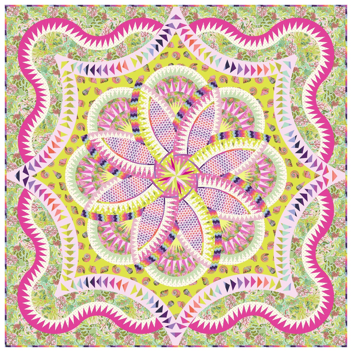 Lakeshore Hosta Quilt Kit with Floral Reef Tula Pink Fabric