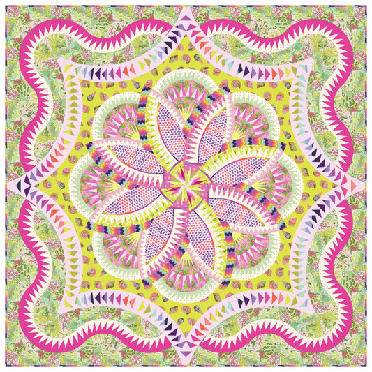 Lakeshore Hosta Quilt Kit with Floral Reef Tula Pink Fabric