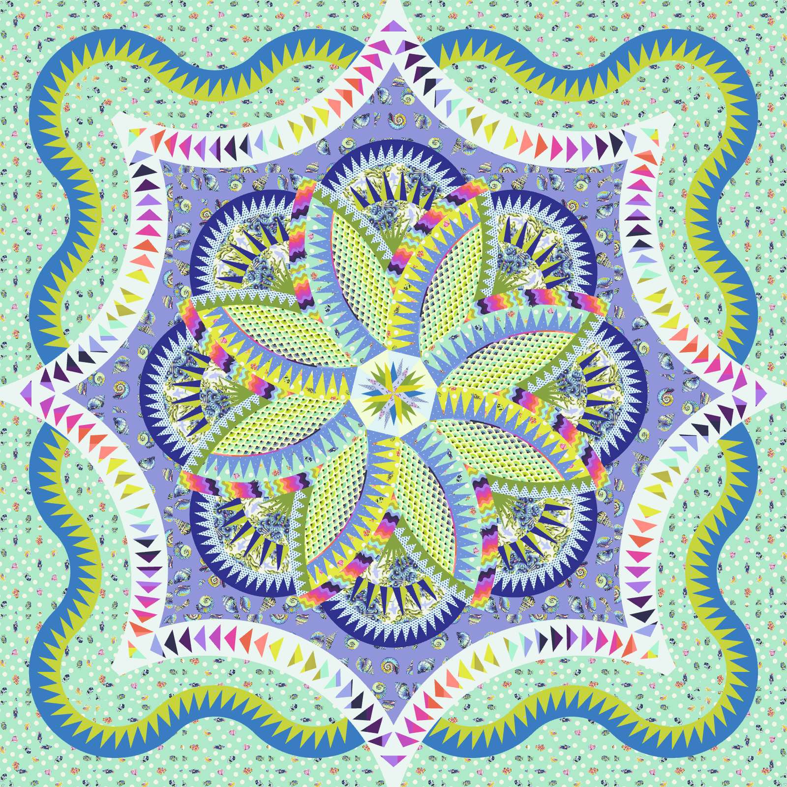 Lakeshore Hosta [Marine] Quilt Kit - Fabric Only – Pink Door Fabrics
