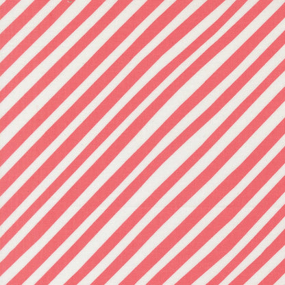 A closeup shot of the quilting fabric pattern called Stripes, designed by Lizzy House, in the coral colorway. The SKU is 37146 11.