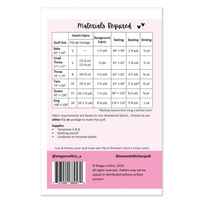 Love and Stitches - Megan Collins - Paper Pattern - Quilt Pattern