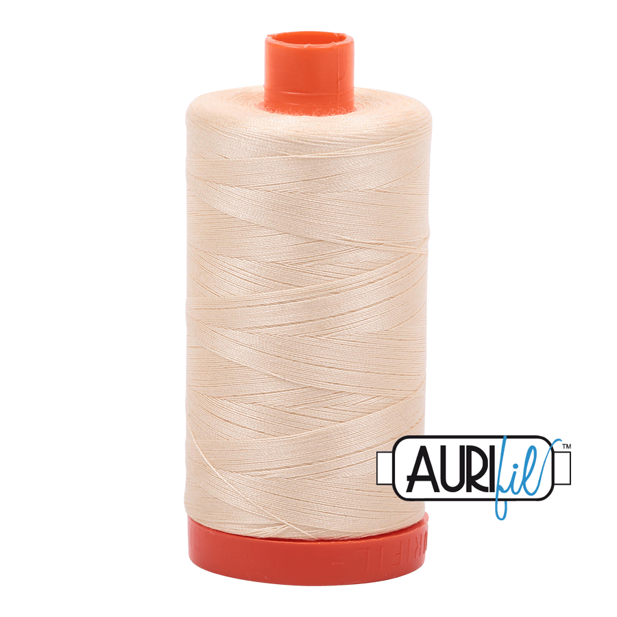 Aurifil Cotton Mako Thread - 50wt - 1300m Spool - Butter - MK50SP2123