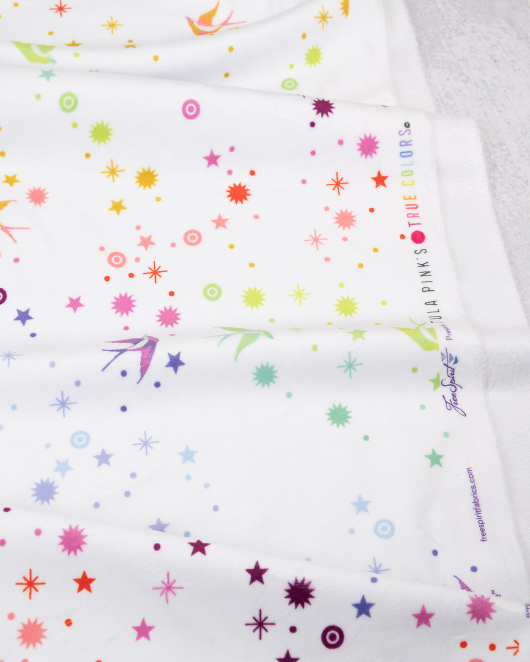 PREORDER - True Colors - MINKY - Fairy Dust in White - Tula Pink - MKTP005.WHITE - Half Yard