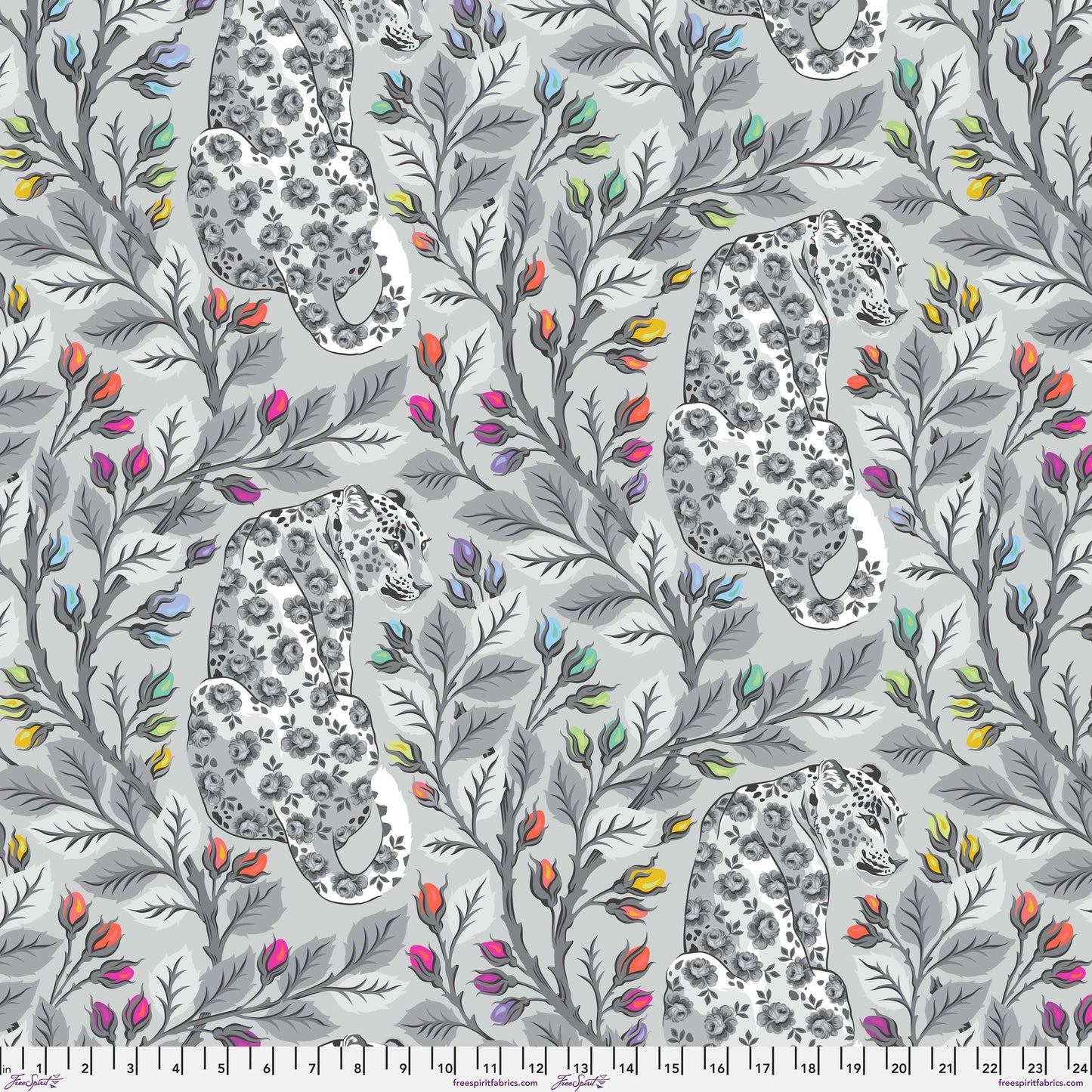 Beautymark in Fog minky fabric, part of the Graywork fabric collection by Tula Pink (SKU: MKTP009.FOG)