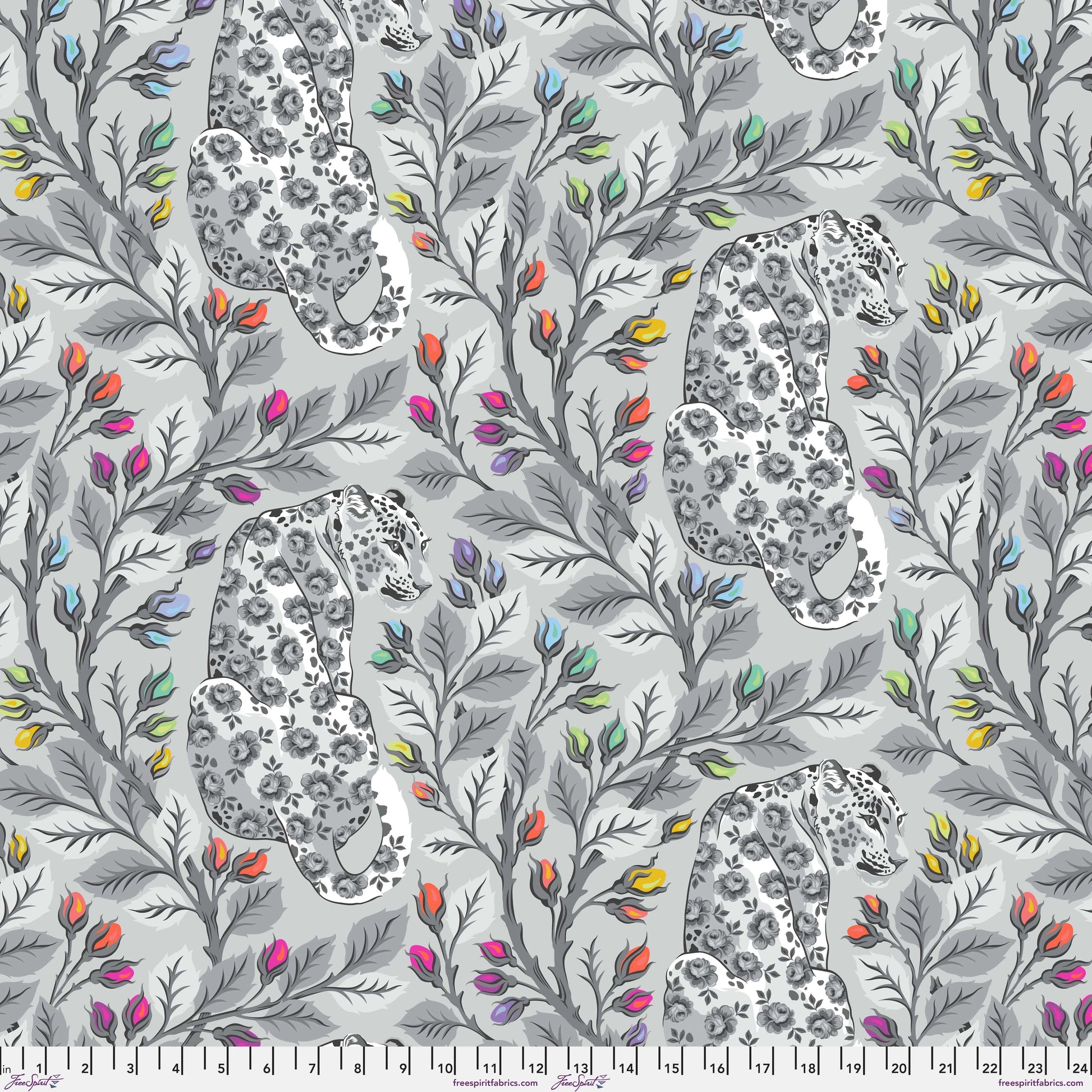 Beautymark in Fog minky fabric, part of the Graywork fabric collection by Tula Pink (SKU: MKTP009.FOG)
