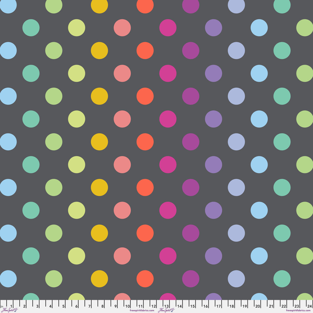 Disco Poms in Shadow minky fabric, part of the True Colors Minky fabric collection by Tula Pink (SKU: MKTP011.SHADOW)