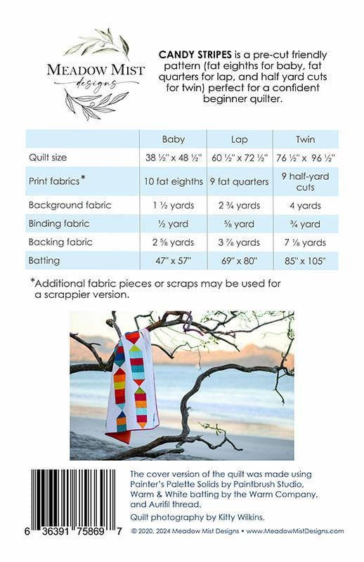 Candy Stripes - Quilt Pattern - Meadow Mist Designs - MMD 1059 - Paper Pattern