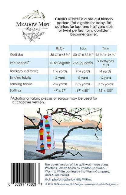 Candy Stripes - Quilt Pattern - Meadow Mist Designs - MMD 1059 - Paper Pattern