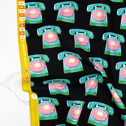 Sparkle Mart - Telephones in Black - Melody Miller - RS0121 18 - Half Yard (Preorder)