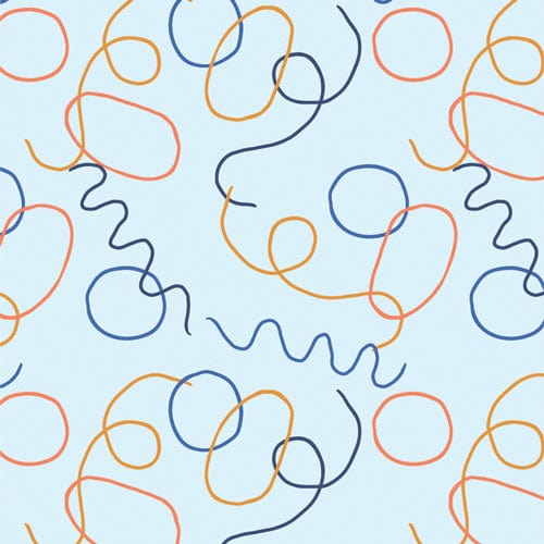 Cotton quilting fabric pattern called 'Whatchamacallits Sky'. Part of the 'MonsterVille' fabric collection. Designed by AGF Studio for fabric company Art Gallery Fabrics. SKU: MVL44404. 44-45 inch width.