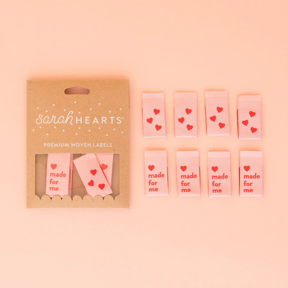Sarah Hearts - Made For Me Heart - Sewing Woven Clothing Label Tags - LP179