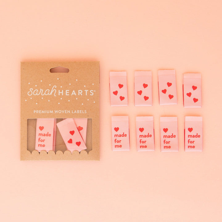 Sarah Hearts - Made For Me Heart - Sewing Woven Clothing Label Tags - LP179