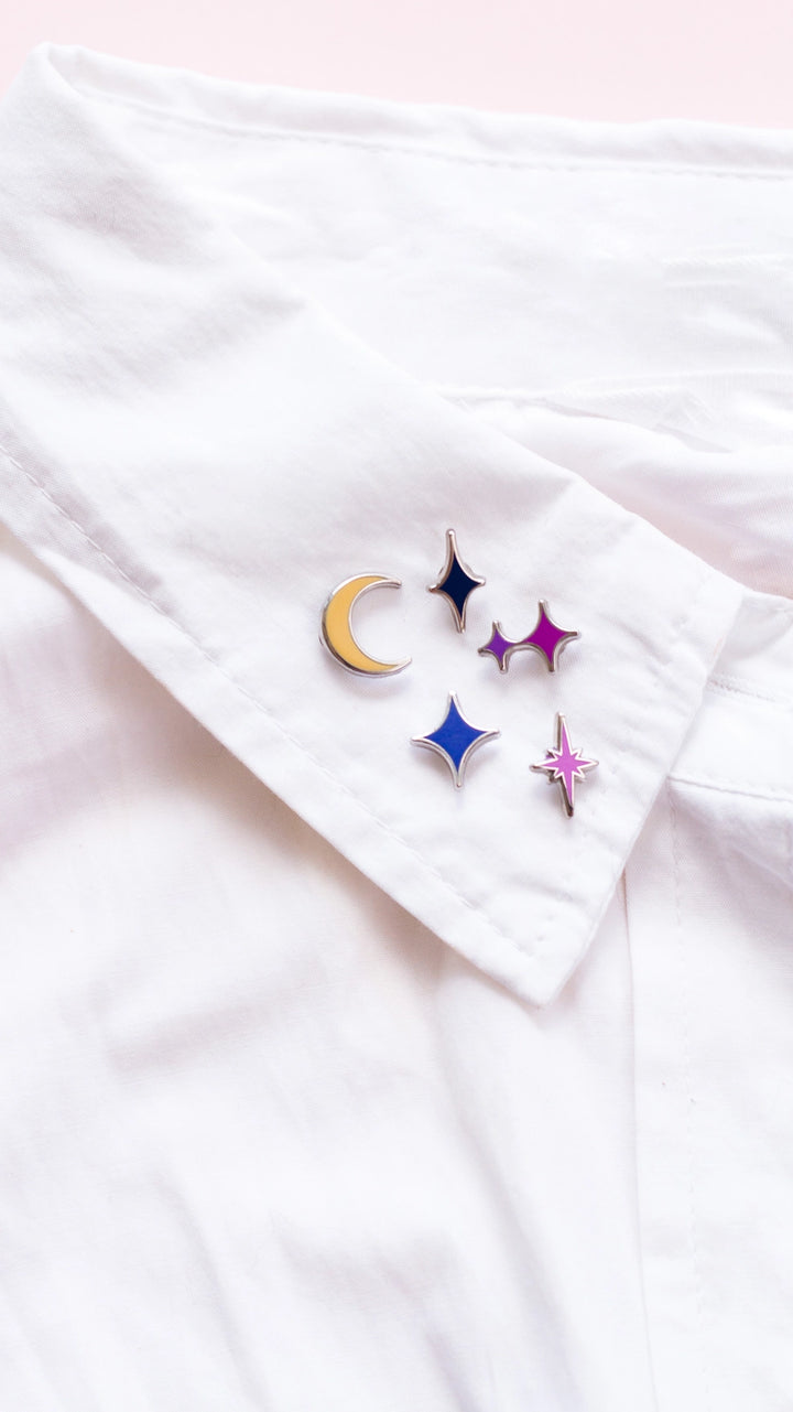 The Gray Muse - Mini Stars and Moon - Enamel Pin Collection