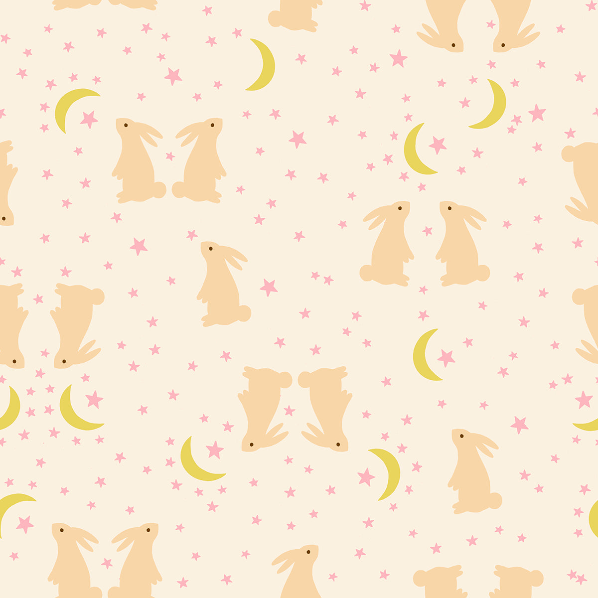 Bunnies in Natural - Mystic Fable by Alexia Abegg - Half Yard