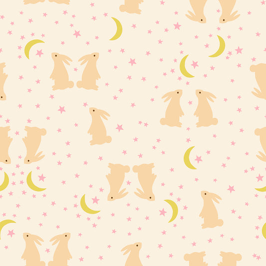 Bunnies in Natural - Mystic Fable by Alexia Abegg - Half Yard