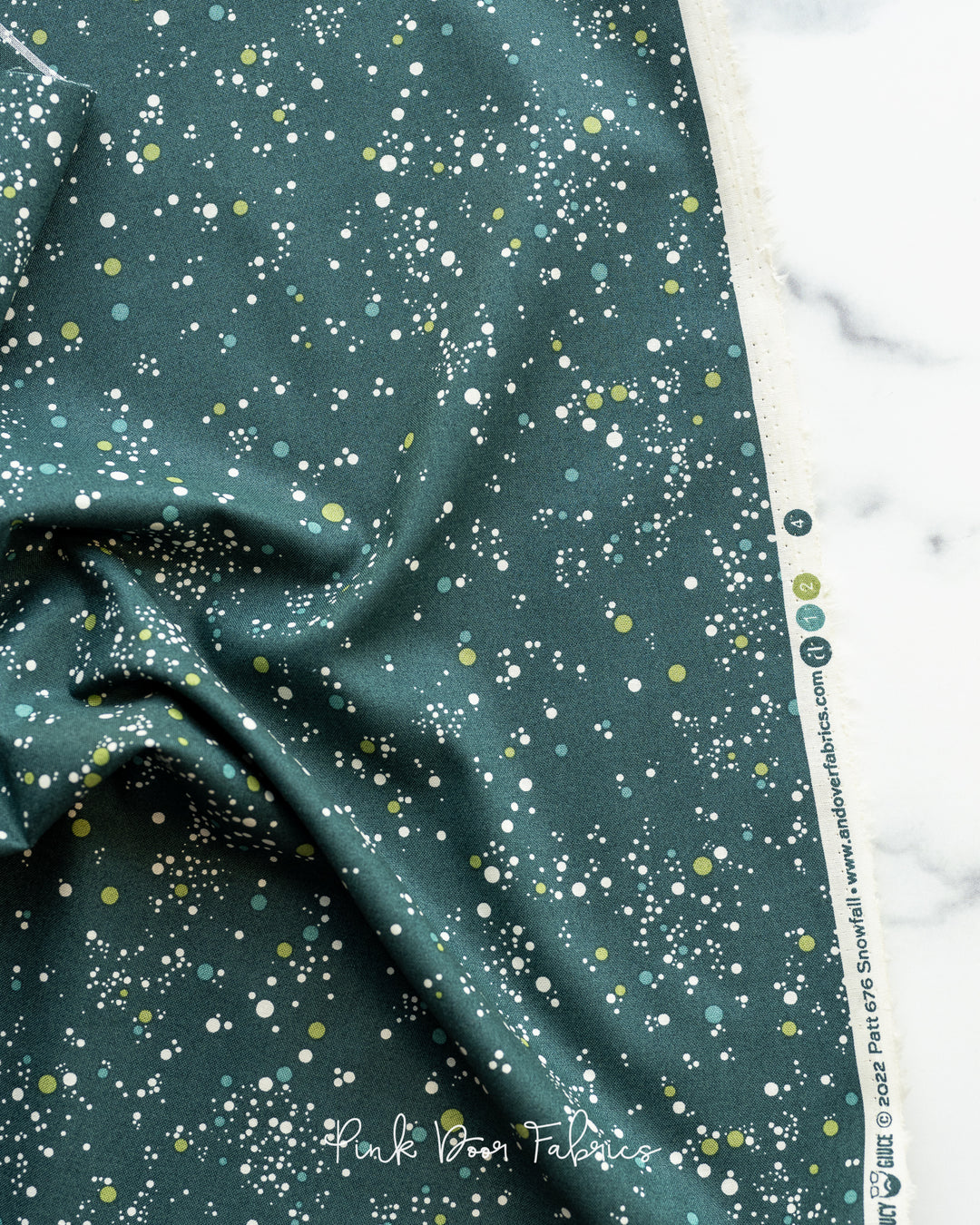 Natale - Snowfall Dots in Verde Acqua - A-676-G - Half Yard