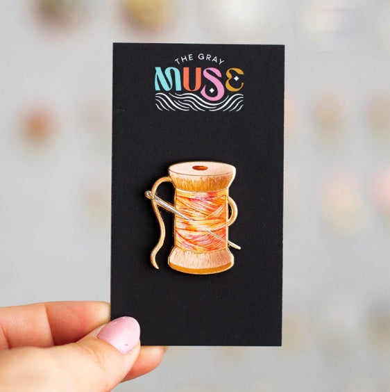 The Gray Muse - Needle and Thread - Enamel Pin - Sunset