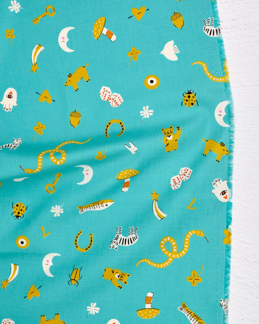 Ooh Lucky Lucky - Good Luck in Turquoise - Alexia Abegg - RS4113 14 - Half Yard