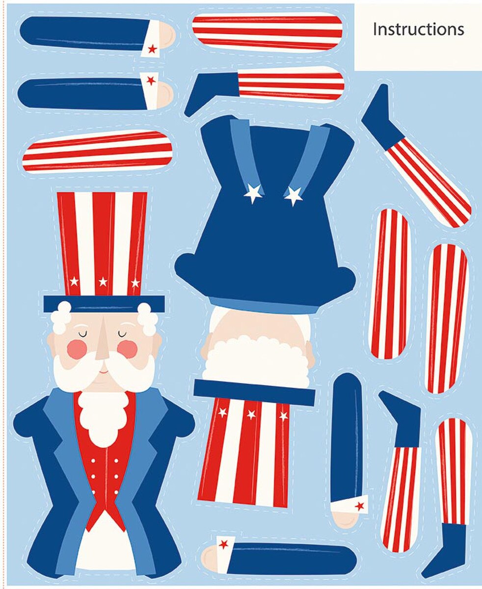Uncle Sam Panel - Firecracker by My Mind's Eye - 35.5" x 43.5" Fabric Panel