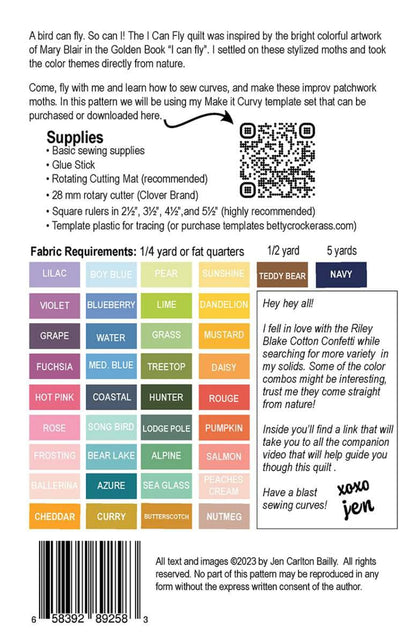I Can Fly Quilt Pattern - Jen Carlton Bailly - Paper Pattern - P198-ICANFLY