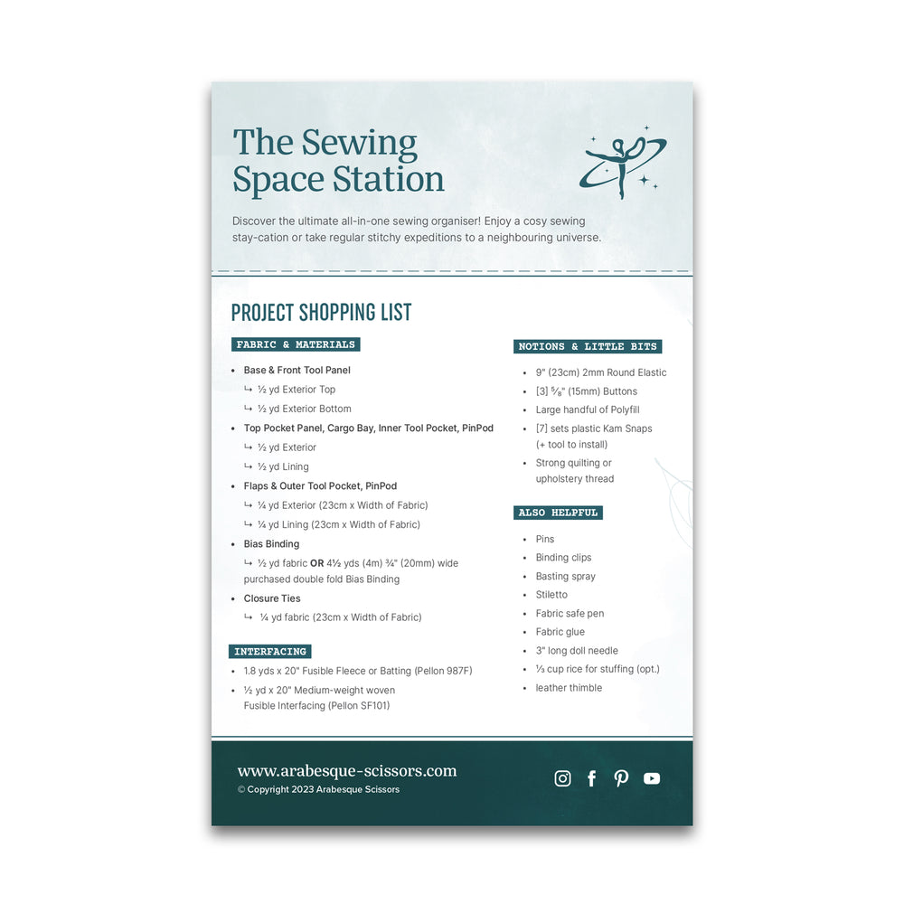 Sewing Space Station - Sewing Pattern - Arabesque Scissors - Paper Pattern