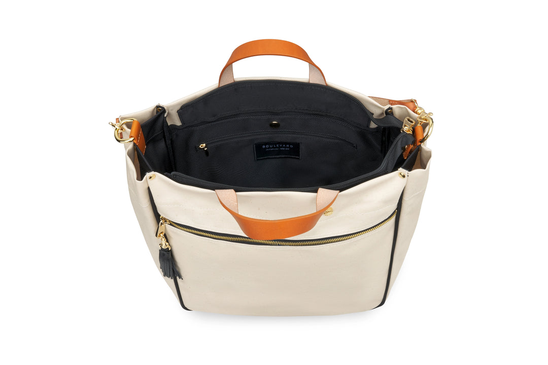Parker - Panda Nylon Tote Bag with Leather Accents