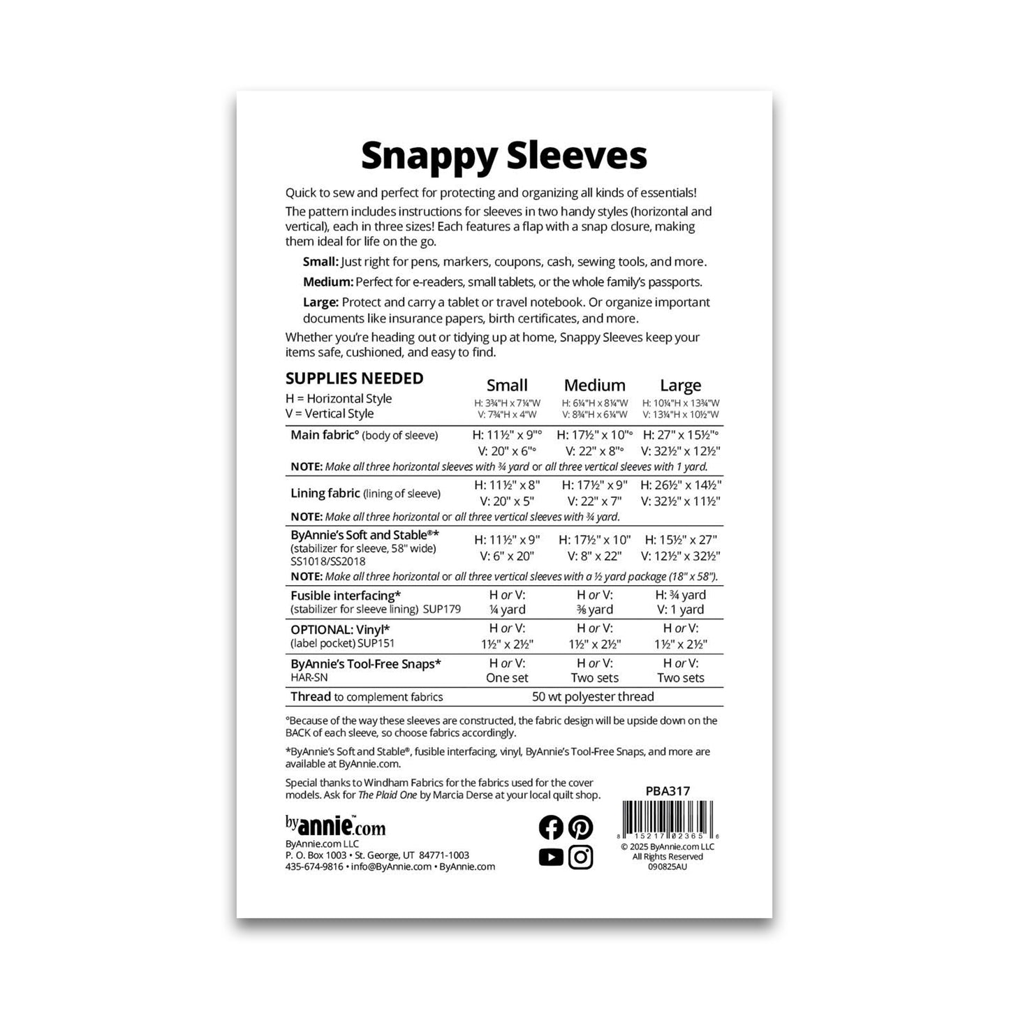 Snappy Sleeves - Patterns by Annie - Paper Pattern - PBA317 (Preorder)