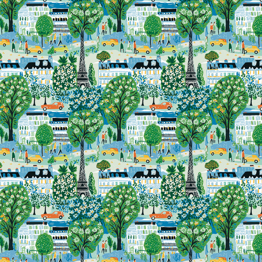 Meet Me in Paris quilting fabric, part of the Stannie & Lloyd fabric collection by August Ellery (SKU: PWAE002.SKY)