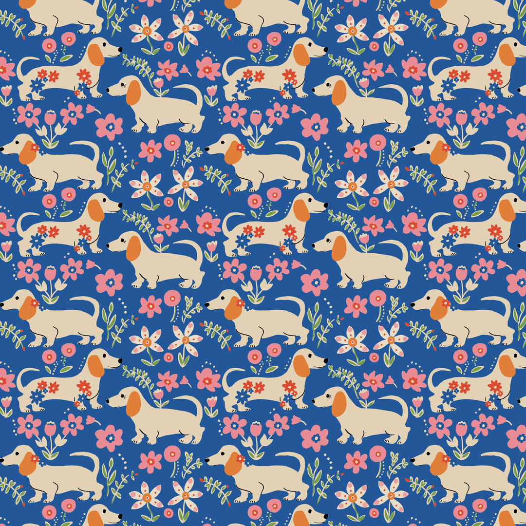 Pemberley Pups quilting fabric, part of the Stannie & Lloyd fabric collection by August Ellery (SKU: PWAE011.DELFT)